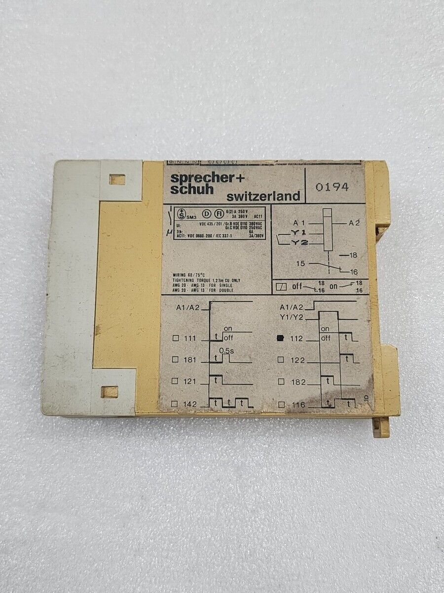 SPRECHER + SCHUH KOP112-D TIME DELAY RELAY 0194
