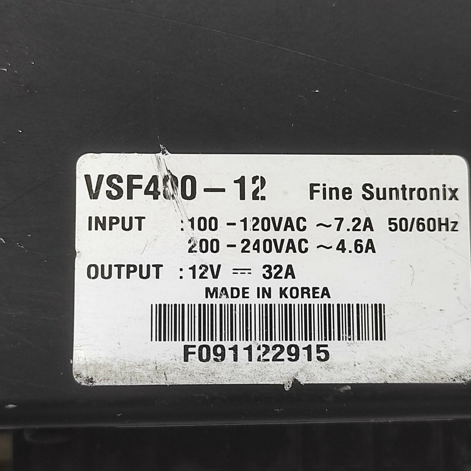 FINE SUNTRONIX VSF400-12 POWER SUPPLY 12VDC 32A