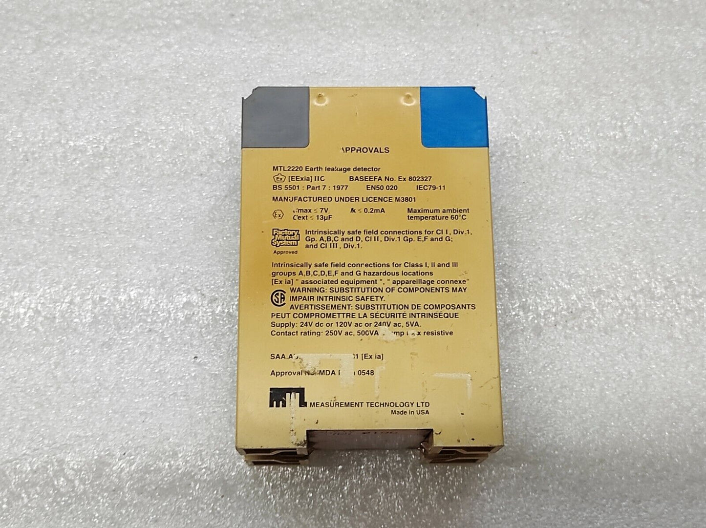 MEASUREMENT TECHNOLOGY MTL 2220 EARTH LEAKAGE DETECTOR