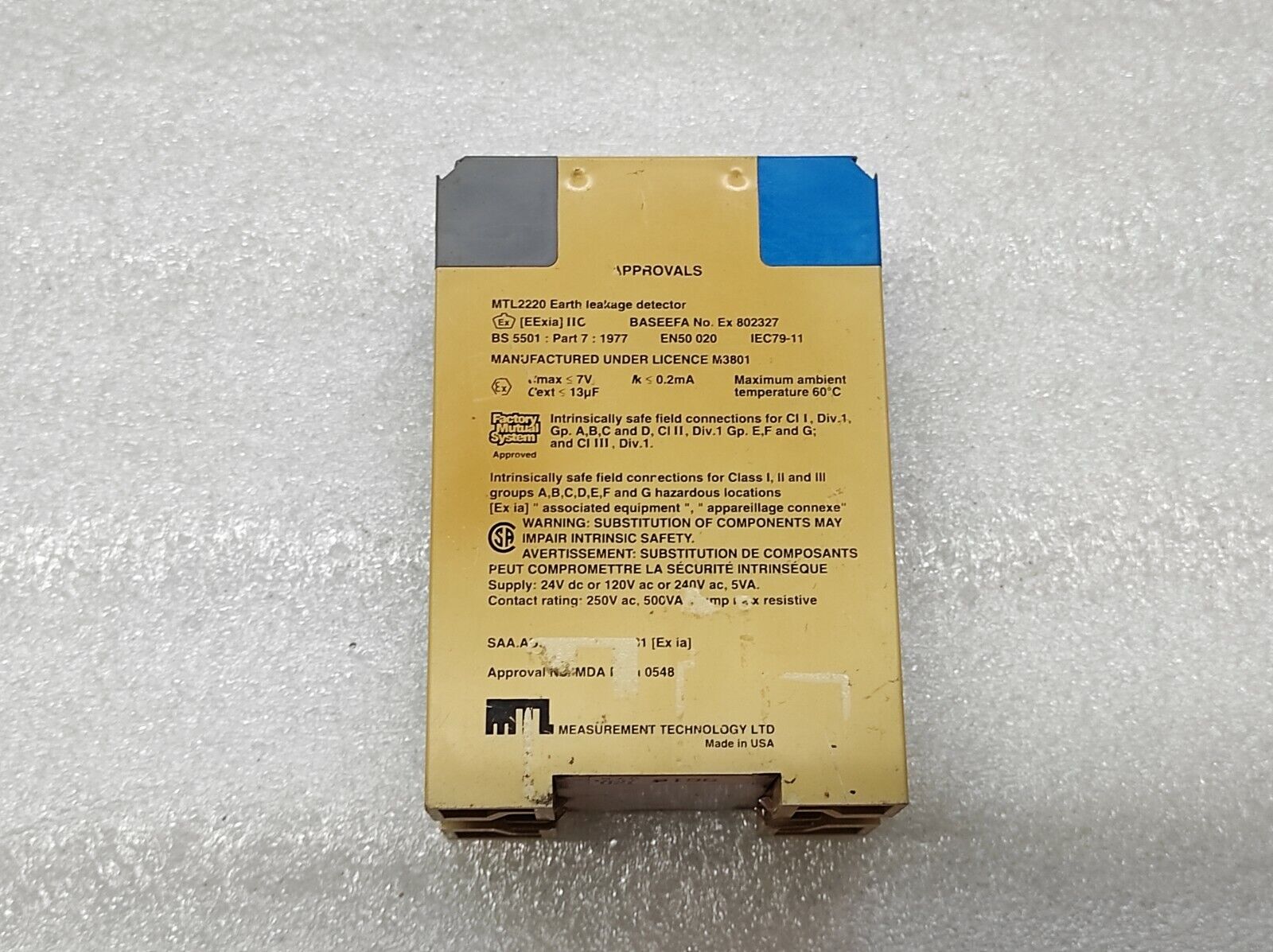 MEASUREMENT TECHNOLOGY MTL 2220 EARTH LEAKAGE DETECTOR