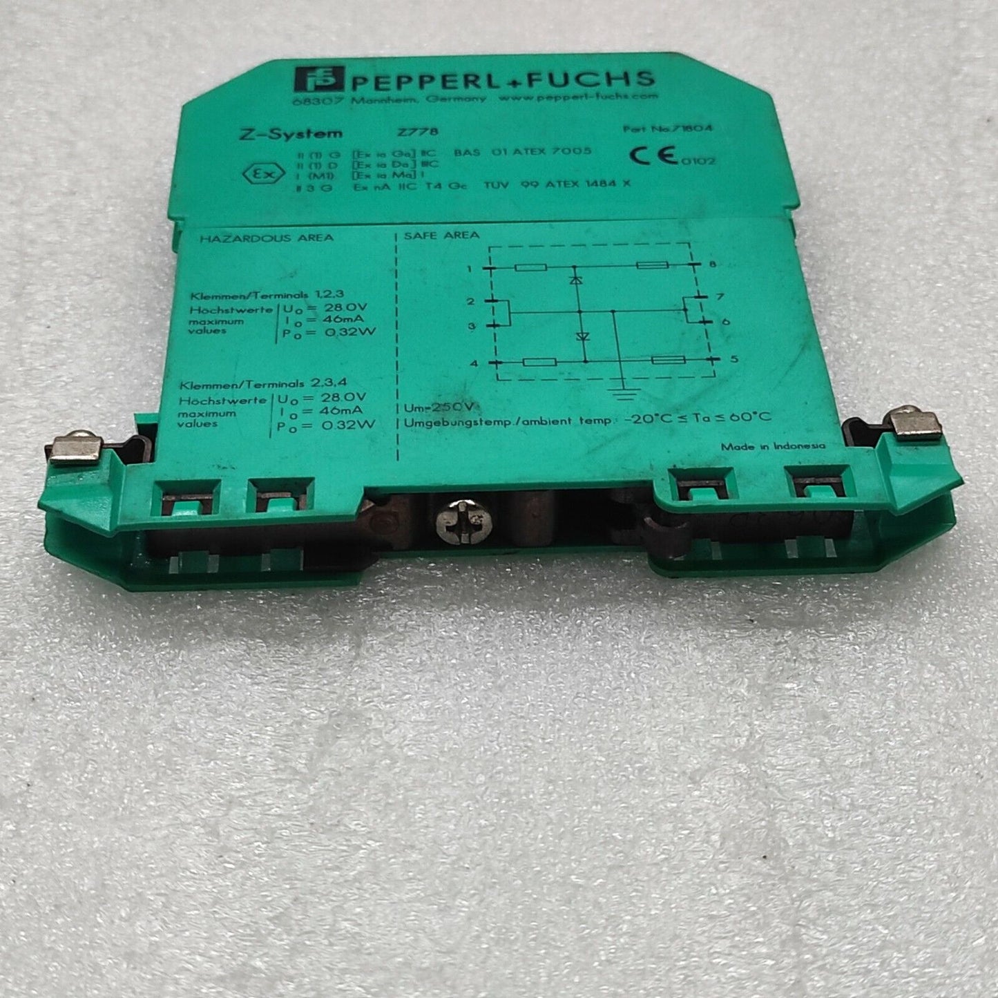 Pepperl + Fuchs Z778 Safe Snap Barrier 71804 Zener Barrier