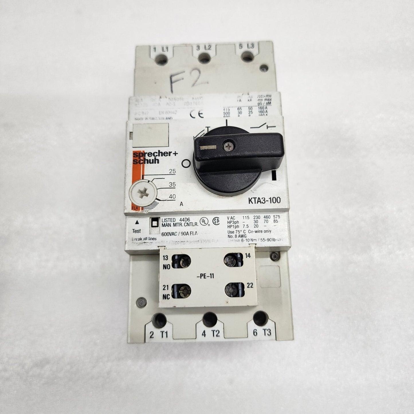 SPRECHER + SCHUH KTA3-100-40A MOTOR CIRCUIT CONTROLLER 25-40A KTA310040A