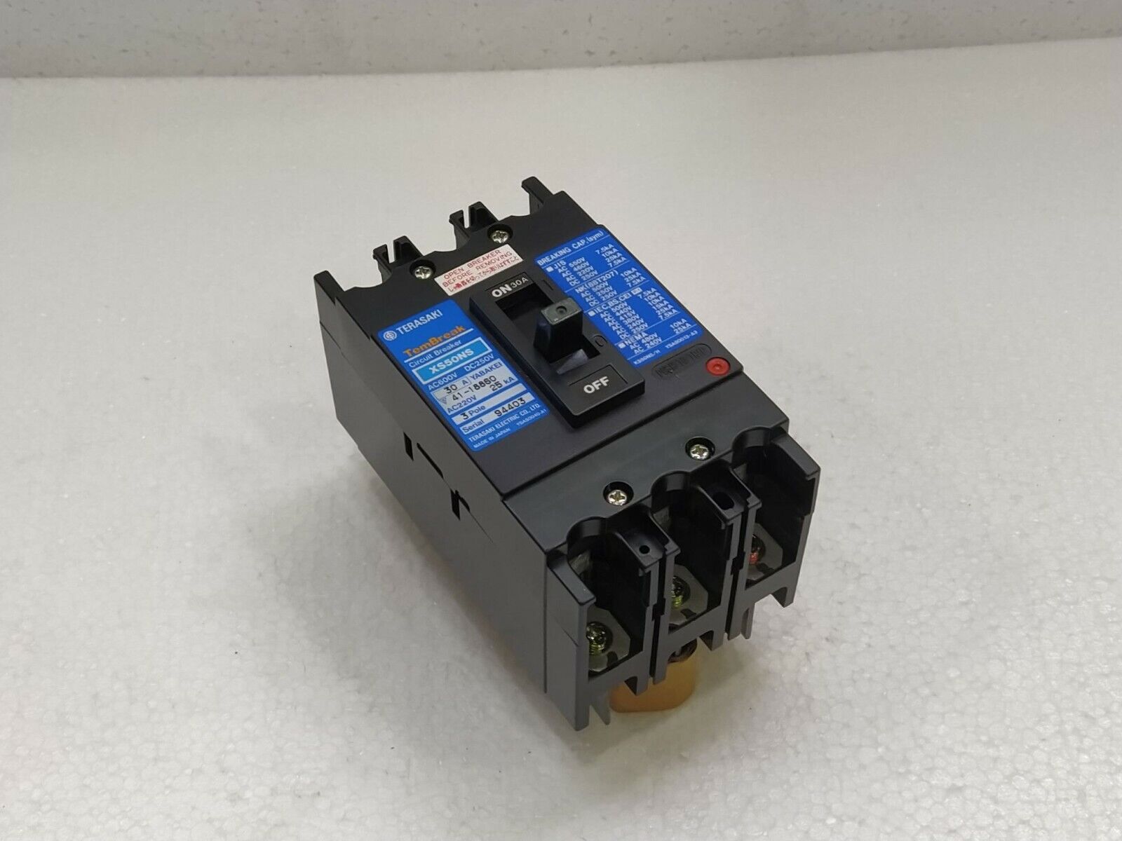 Terasaki TemBreak XS50NS Circuit Breaker 30A AC600V DC250V 3POLE
