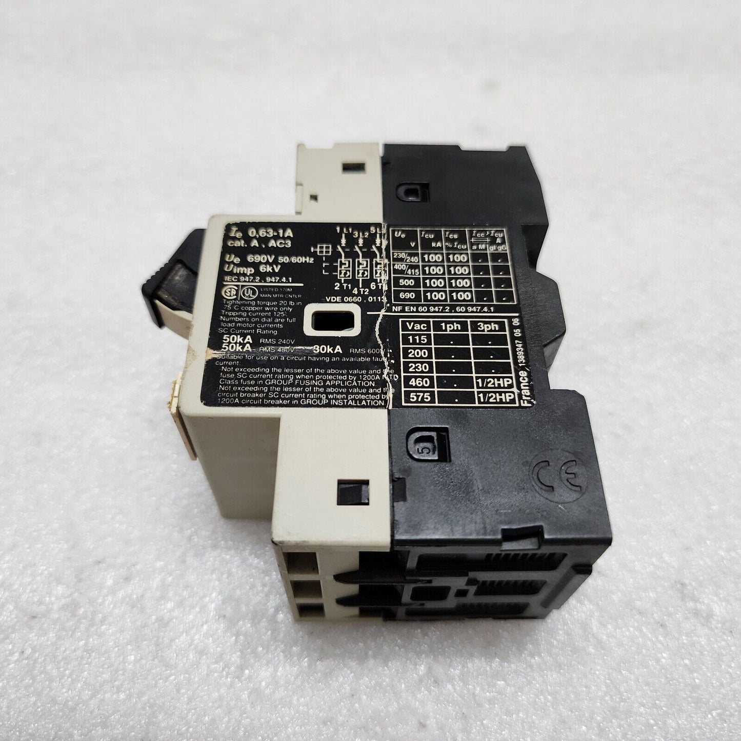 TELEMECANIQUE GV2-M05 CIRCUIT BREAKER MOTOR PROTECTION 0.63-1.0A LOT OF 8 UNIT