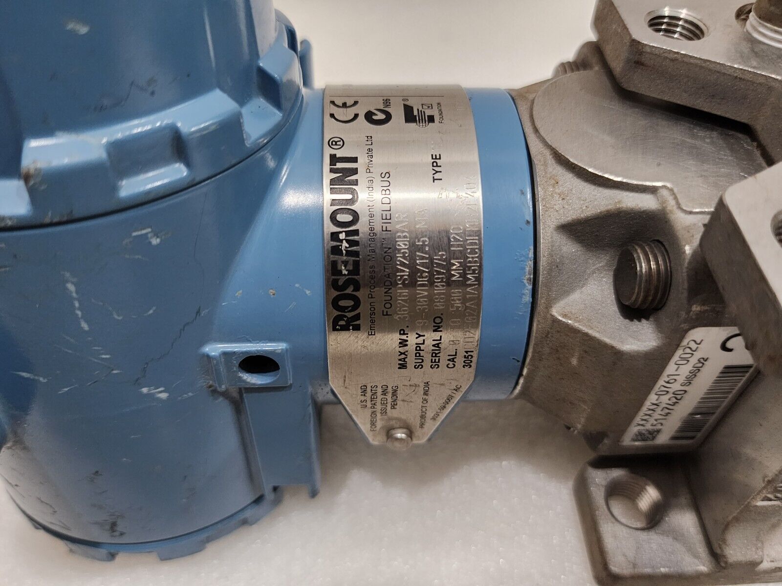 ROSEMOUNT 3051 PRESSURE TRANSMITTER 3626 PSI/ 250BAR 9-30VDC