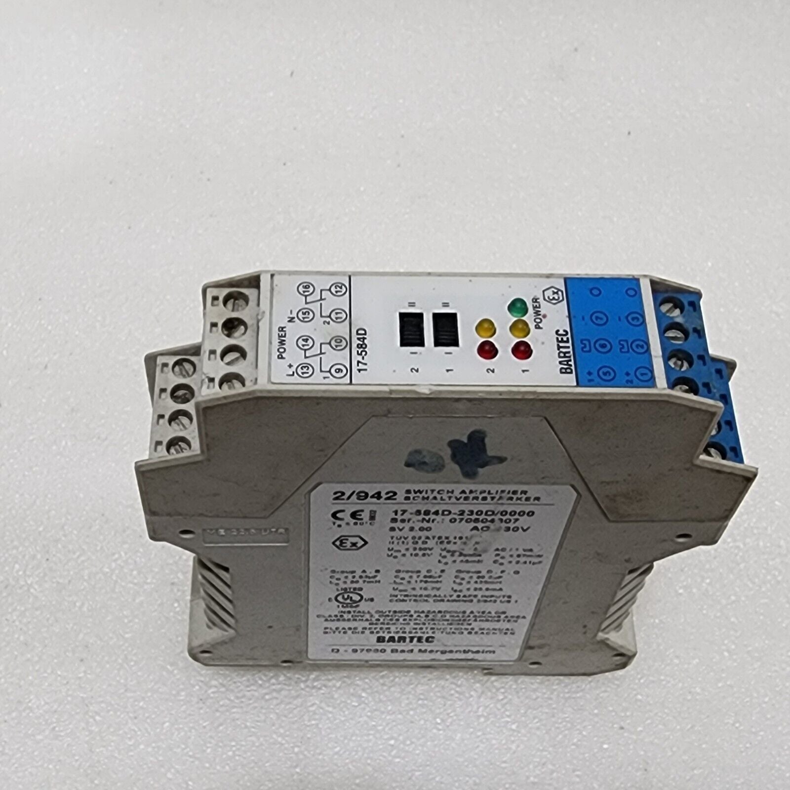 BARTEC 2/942 SWITCH AMPLIFIER 17-584D-230D/0000 230VAC