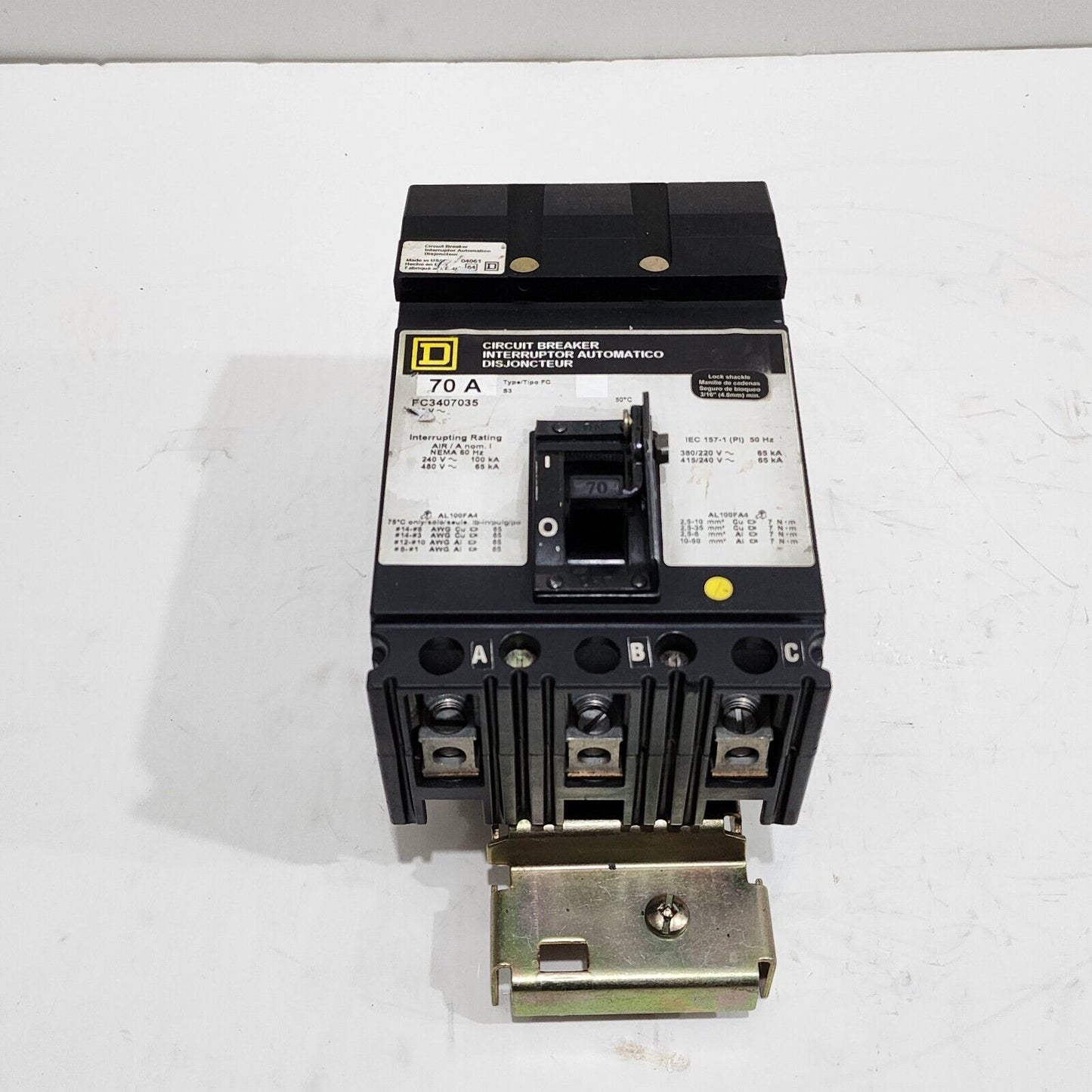 SQUARE D FC3407035 MOLDED CASE CIRCUIT BREAKER 70A 480V