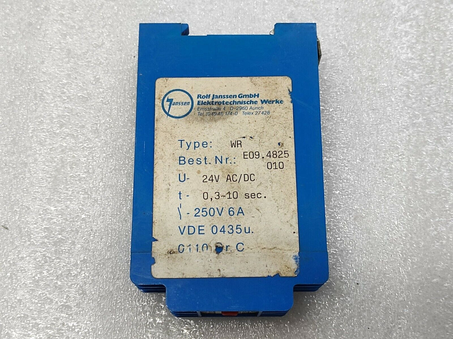 Janssen WR E09.4825 010 24VAC/DC 0.3 - 10 SEC