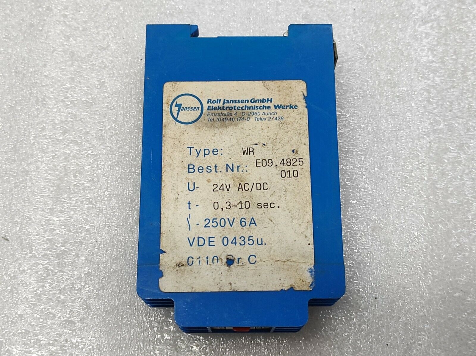 Janssen WR E09.4825 010 24VAC/DC 0.3 - 10 SEC