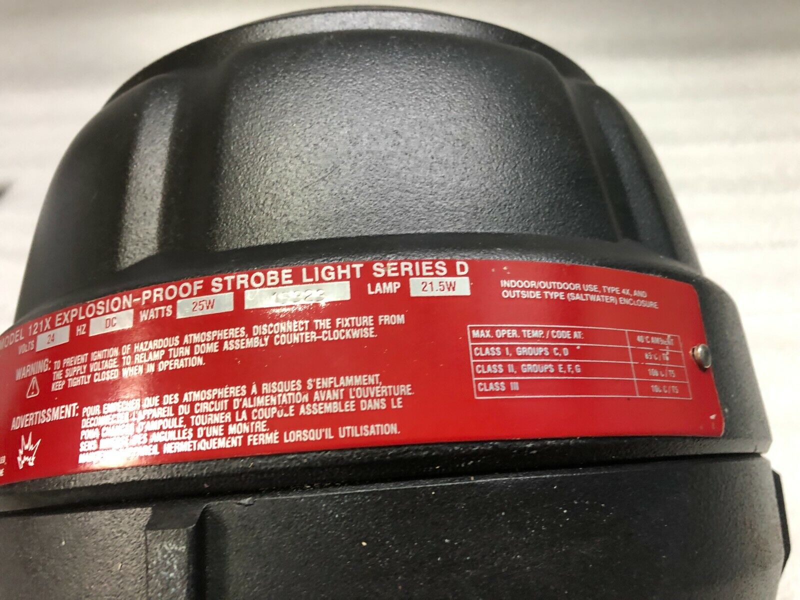 FEDERAL SIGNAL 121X EXPLOSION PROOF STROBE LIGHT 24VDC 25W 