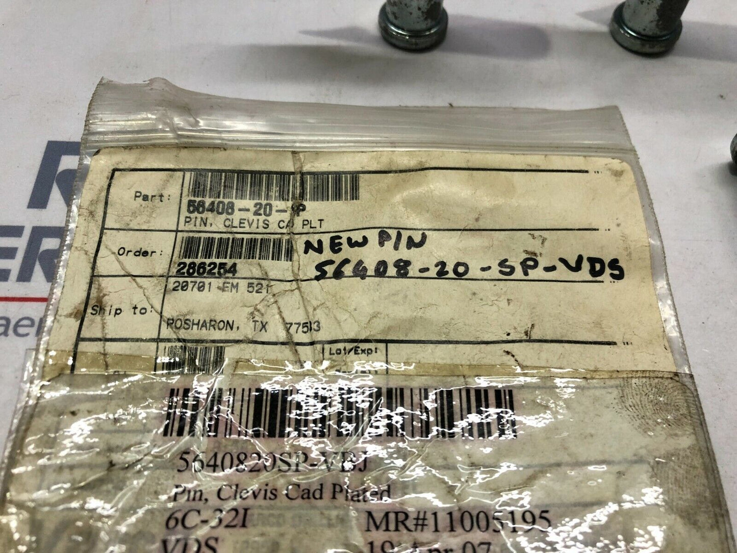 VARCO 56408-20-SP PIN CLEVIS CAD PLT LOT OF 6 UNIT