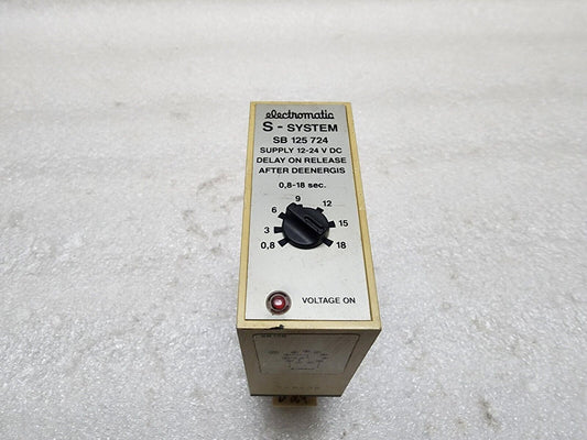 ELECTROMATIC S-SYSTEM SB125724 DELAY ON RELEASE AFTER DEENERGIS 12-24VDC