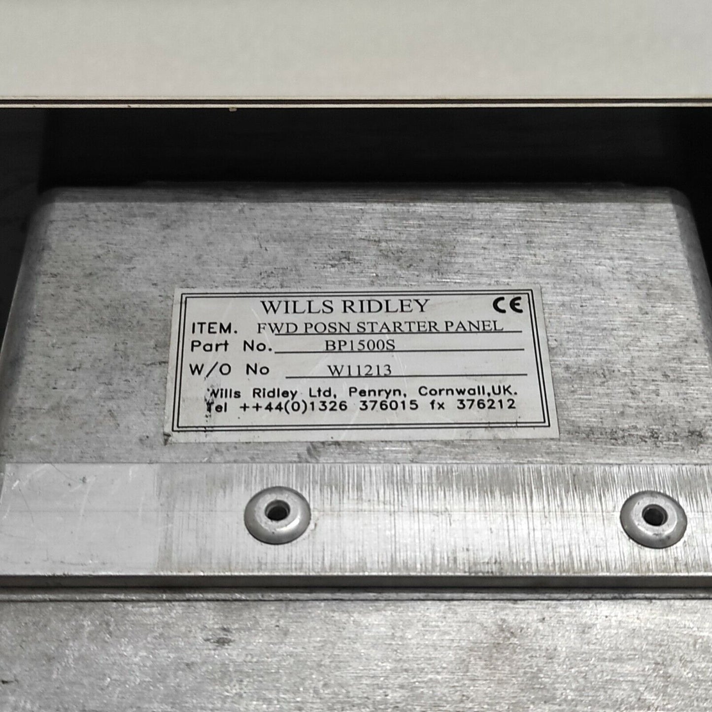 WILLS RIDLEY BP1500S FWS POSN STARTER PANEL 