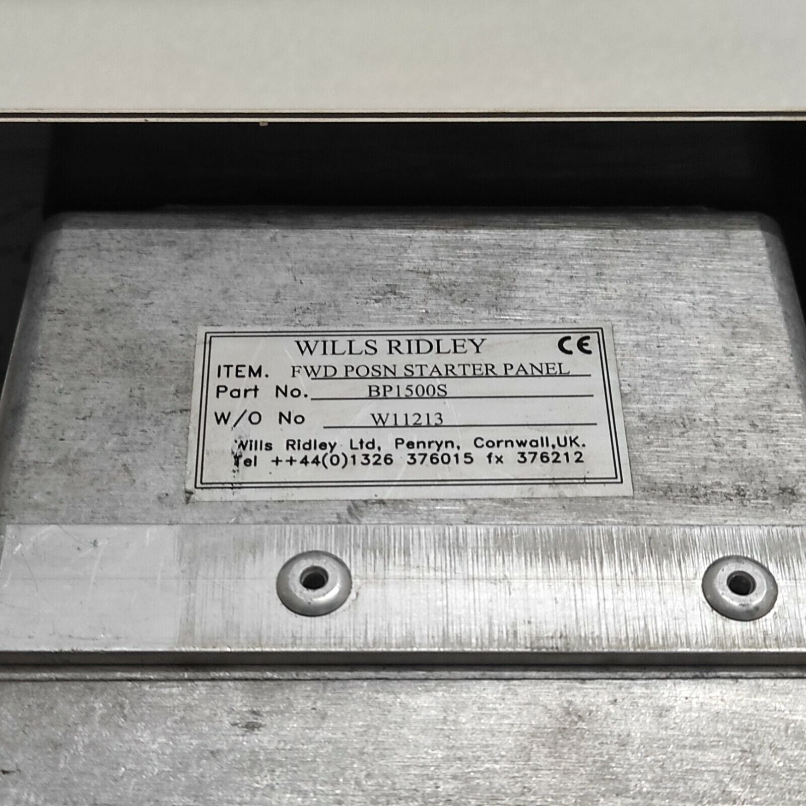 WILLS RIDLEY BP1500S FWS POSN STARTER PANEL 