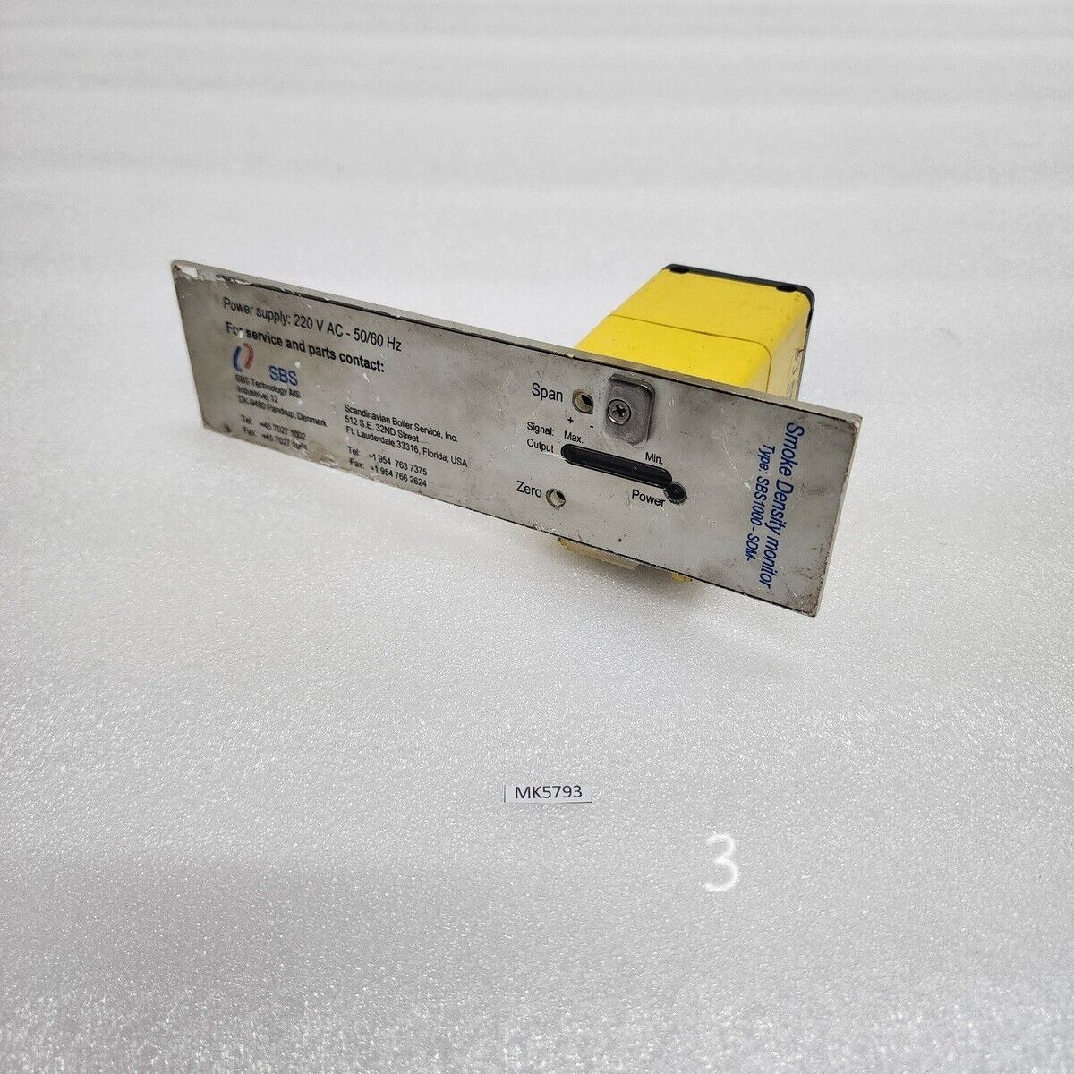 SBS TECHNOLOGY SBS1000-SDM SMOKE DENSITY MONITOR 220VAC