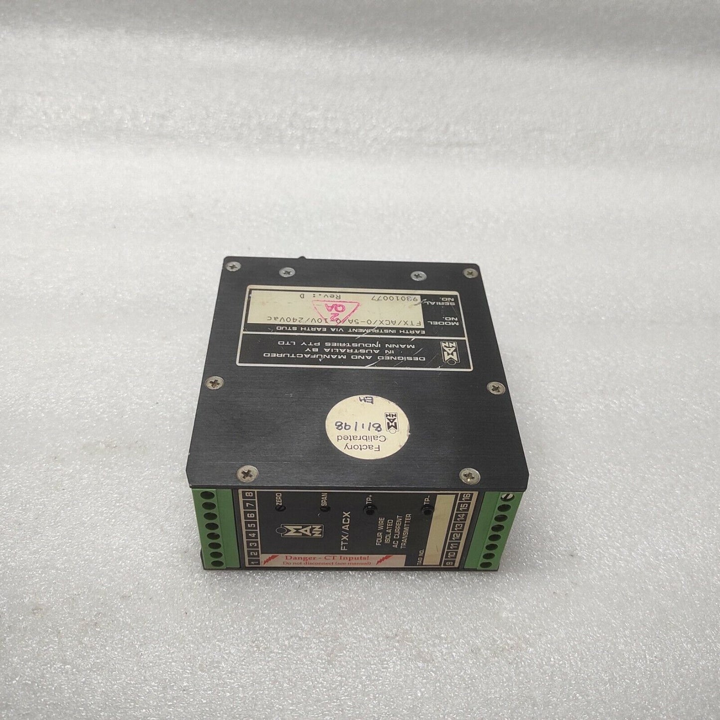 MANN FTX-ACX AC-CURRENT TRANSMITTER FTX/ACX/0-5A/0-10V/240VAC