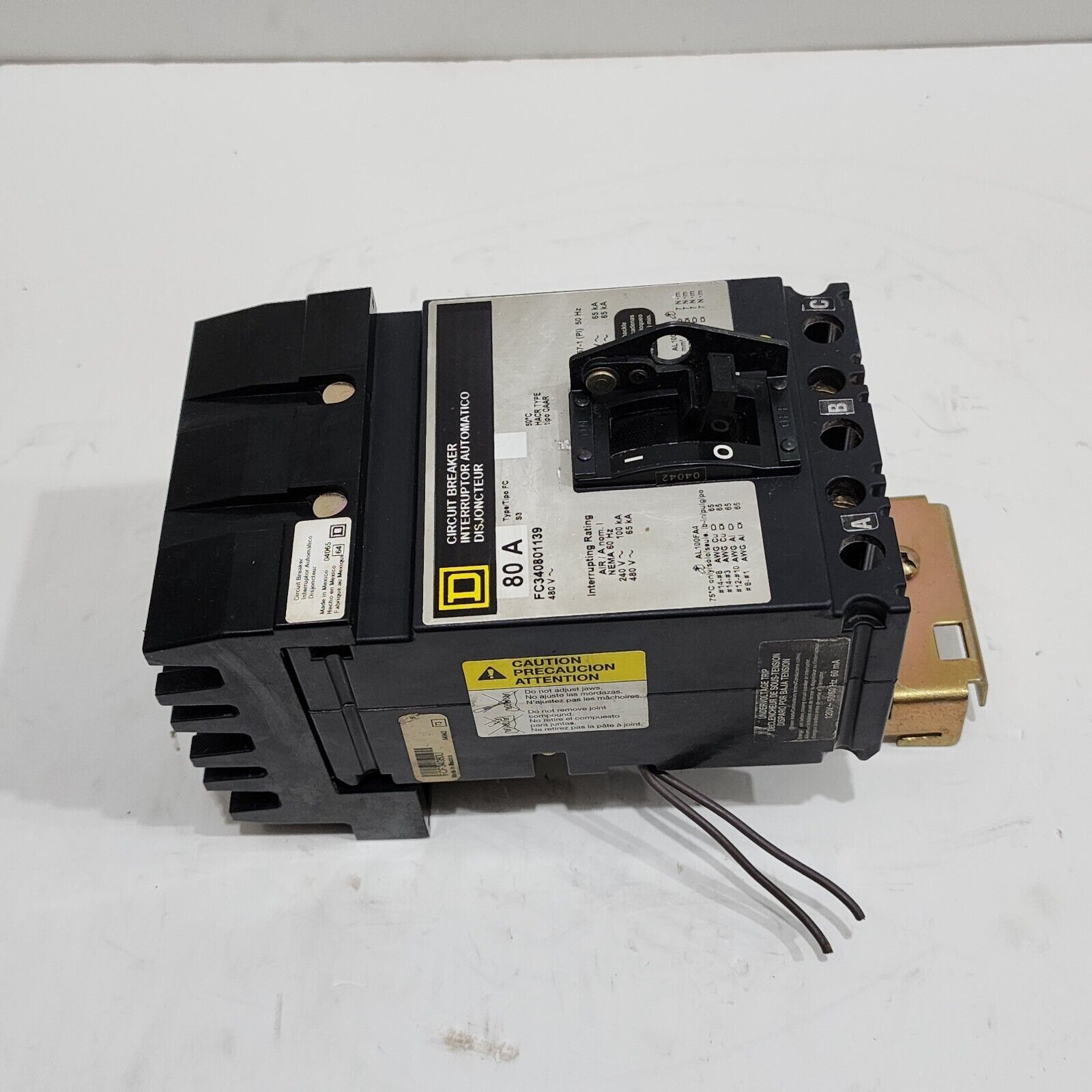 SQUARE D FC340801139 MOLDED CASE CIRCUIT BREAKER 80A 480V