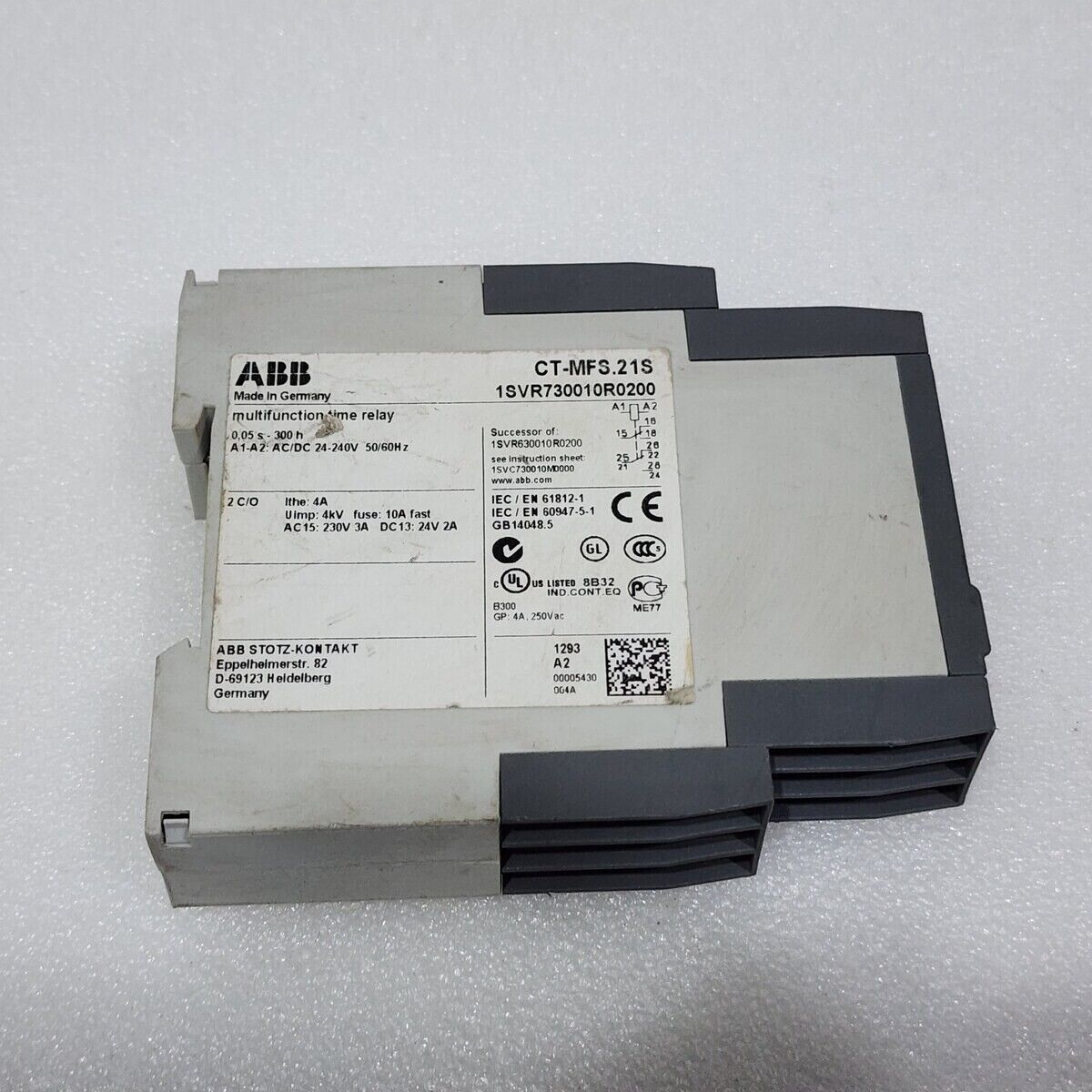 ABB CT-MFS.21S MULTIFUNCTION TIME RELAY 1SVR730010R0200 24-240VAC/DC