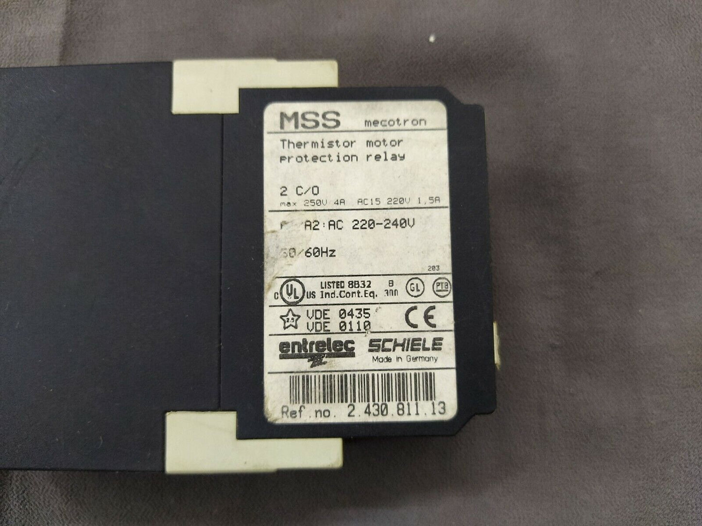 Schiele MSS Mecotron Thermistor Motor Protection Relay 2-430-811-13 220-240V