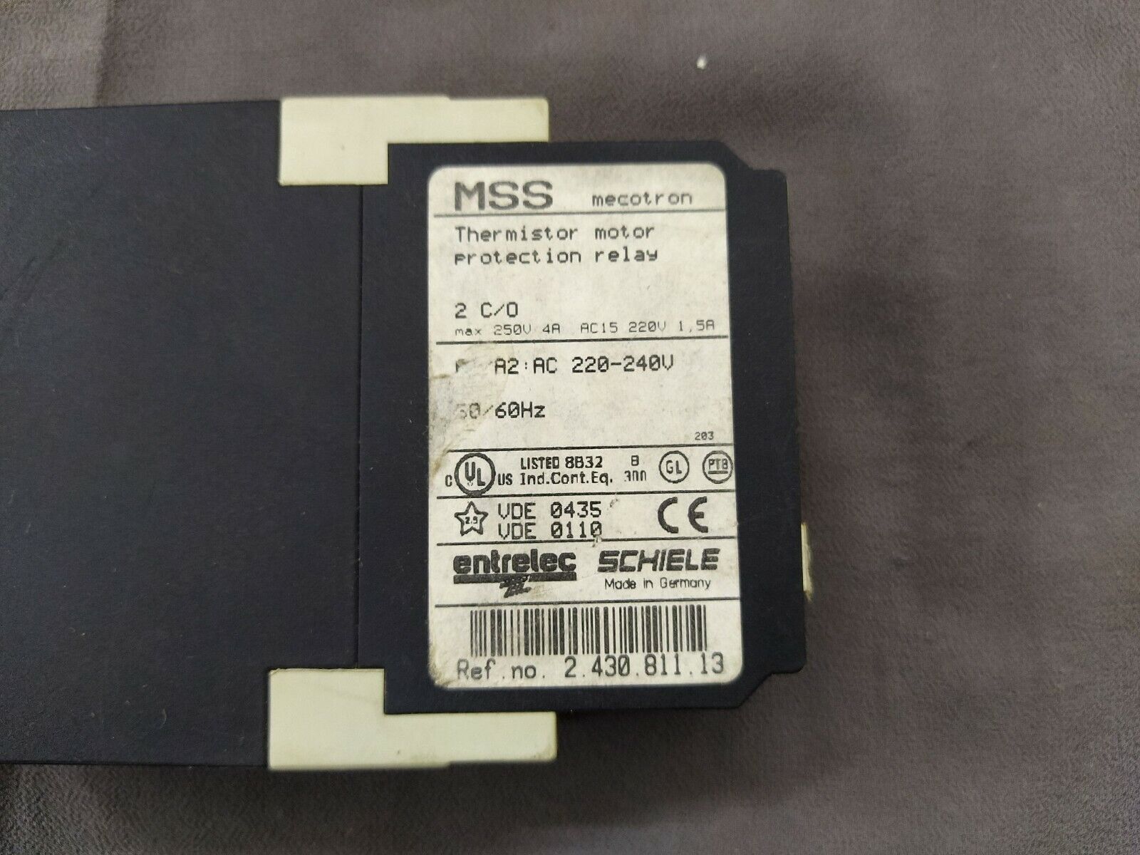 Schiele MSS Mecotron Thermistor Motor Protection Relay 2-430-811-13 220-240V