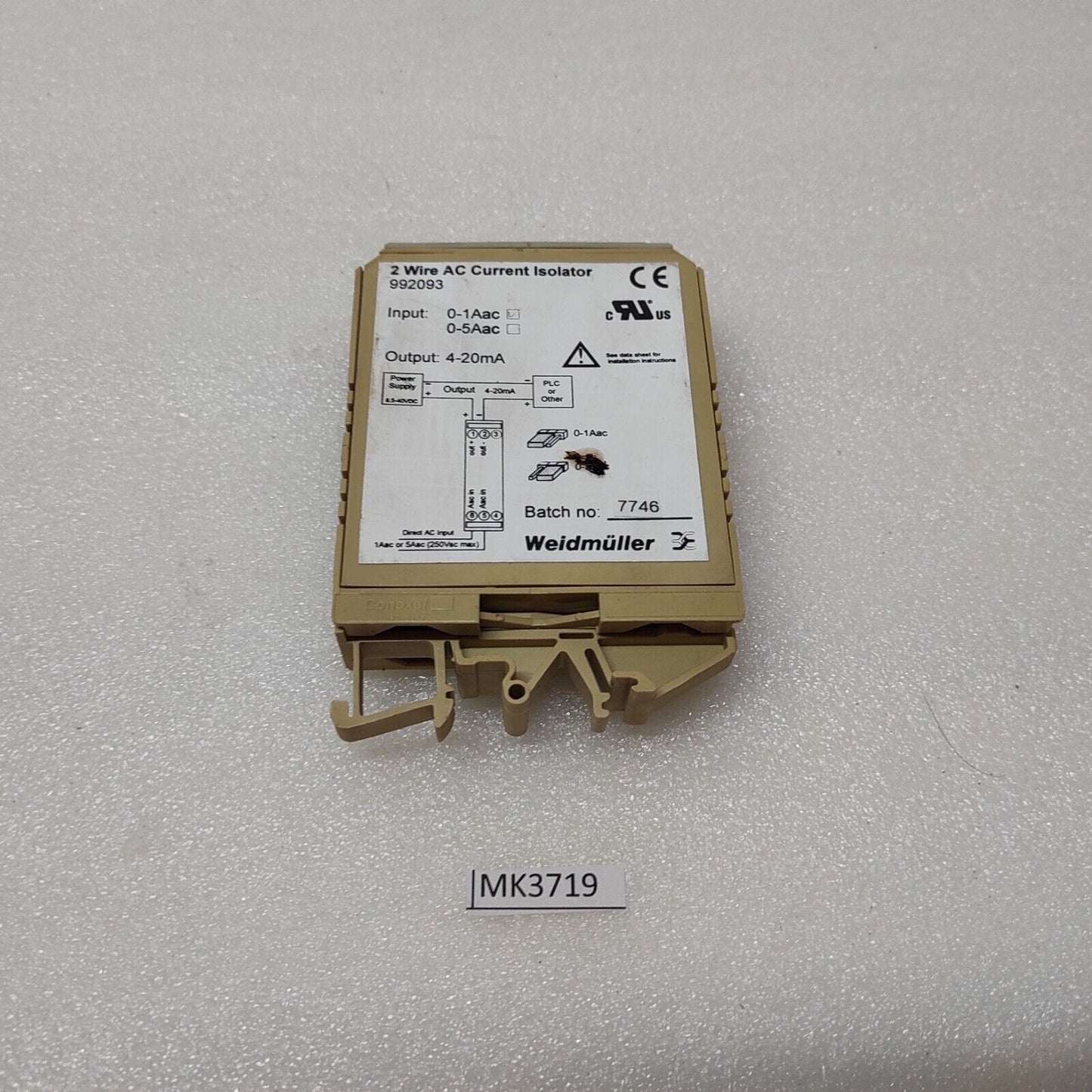 WEIDMULLER 992093 2-WIRE AC CURRENT ISOLATOR 
