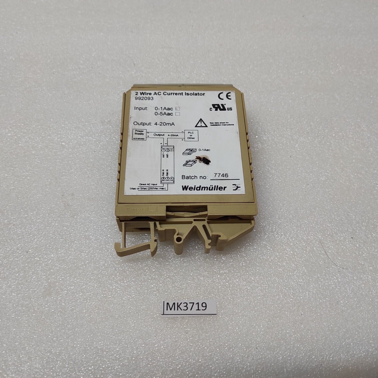 WEIDMULLER 992093 2-WIRE AC CURRENT ISOLATOR 
