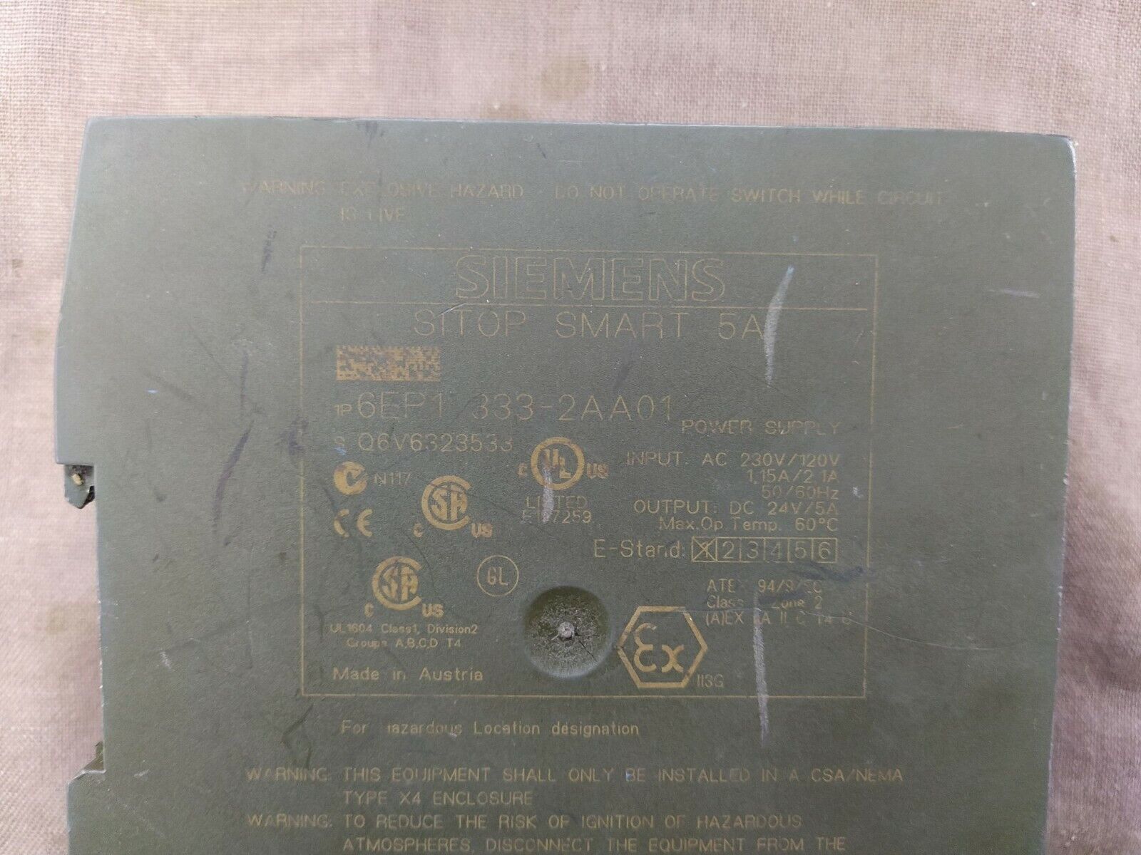 Siemens Sitop Smart 6EP1 339-2AA01 5A Power Supply 6EP13392AA01