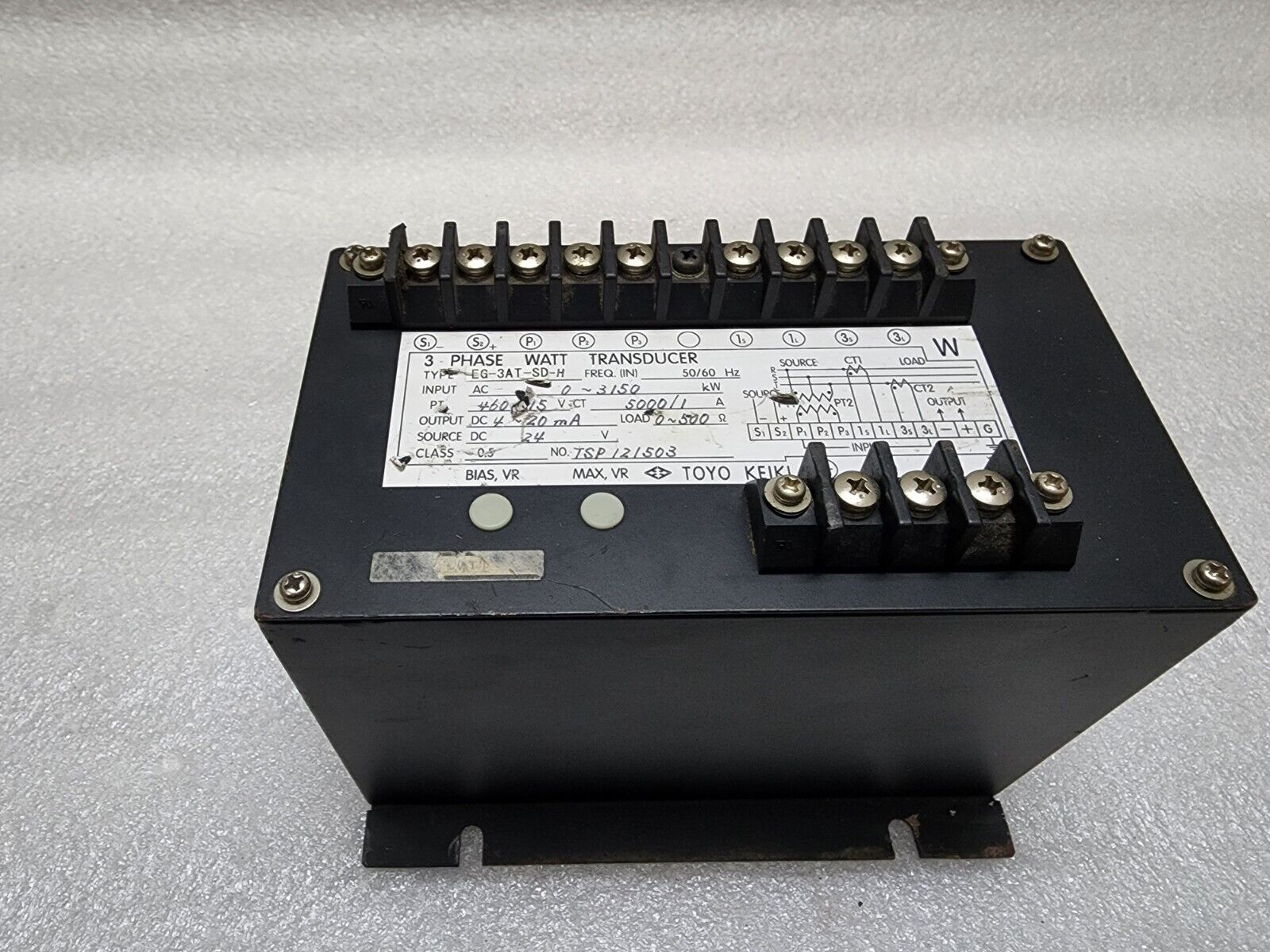 TOYO KEIKI EG-3AT-SD-H 3-PHASE WATT TRANSDUCER 