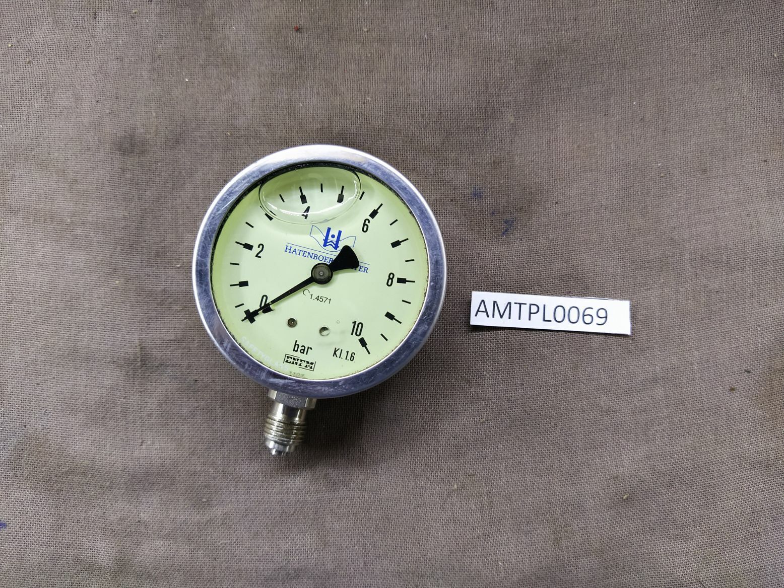 Hatenboer Water ENFM  C 1.4571 Pressure Gauge 10 BAR KI. 1.6