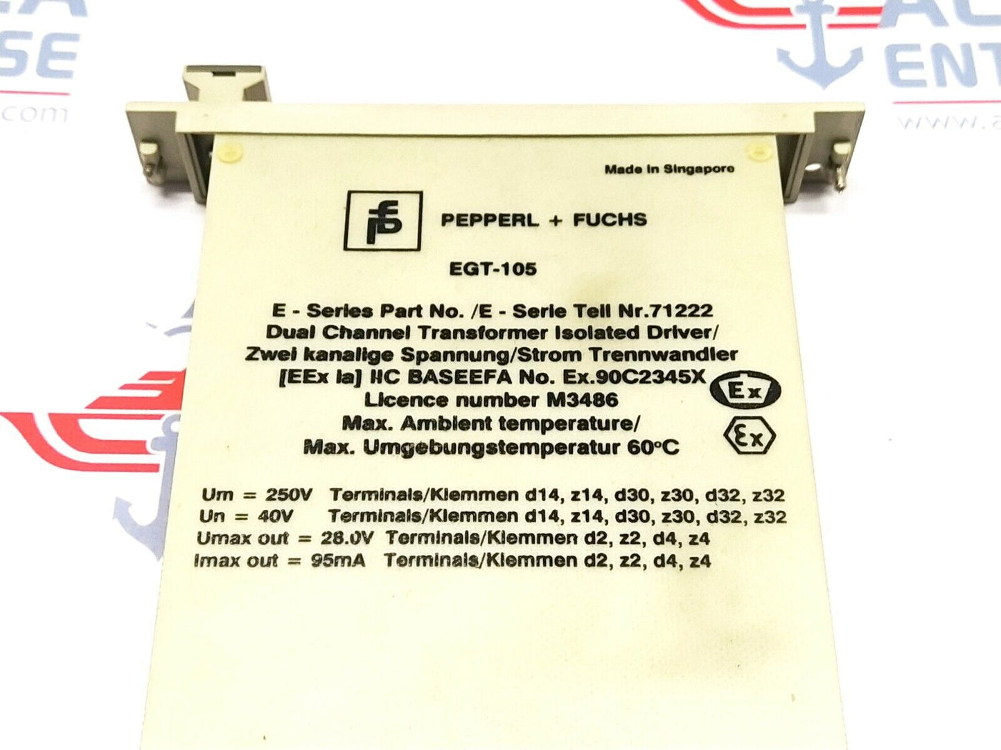 Pepperl + Fuchs EGT 105 Dual Channel Transformer Isolated Driver 71222