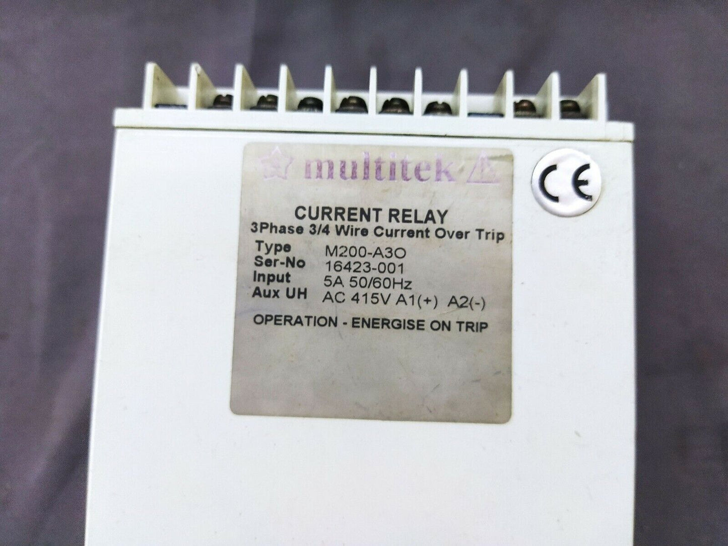Multitek M200-A3O Current Relay 415V AC 3 PH Current Over Trip