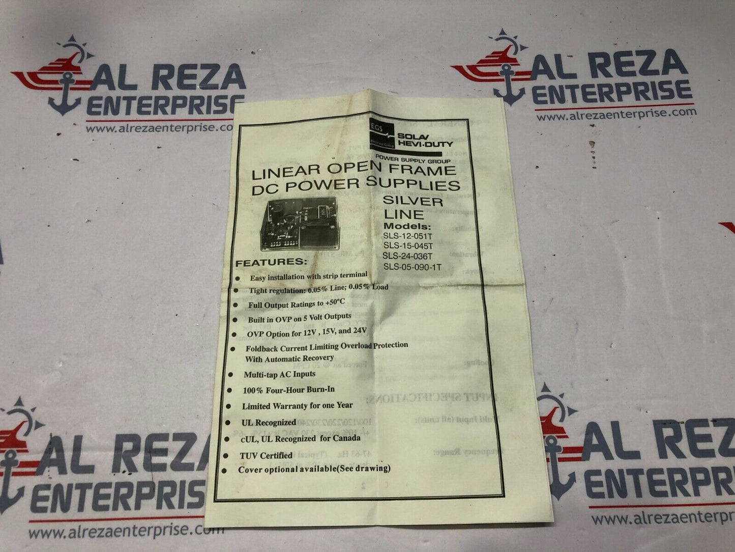 SOLA HEVI-DUTY EGS SLS-24-036T POWER SUPPLY 24VDC