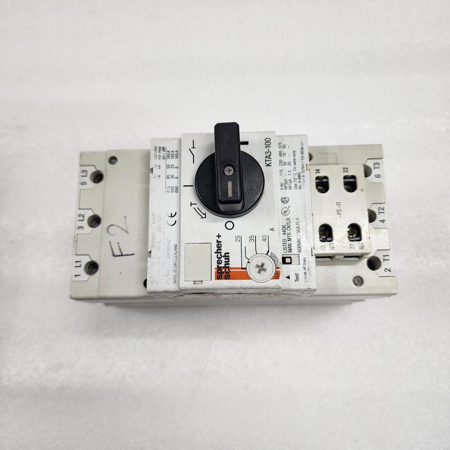 SPRECHER + SCHUH KTA3-100-40A MOTOR CIRCUIT CONTROLLER 25-40A KTA310040A