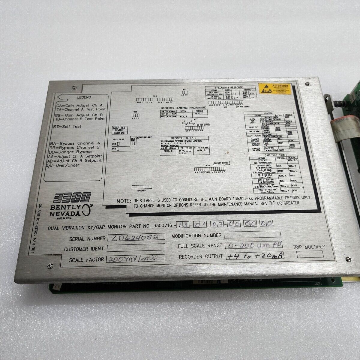 BENTLY NEVADA 3300/16-13-01-03-00-00-00 DUAL VIBRATION XY/GAP MONITOR  3300/16