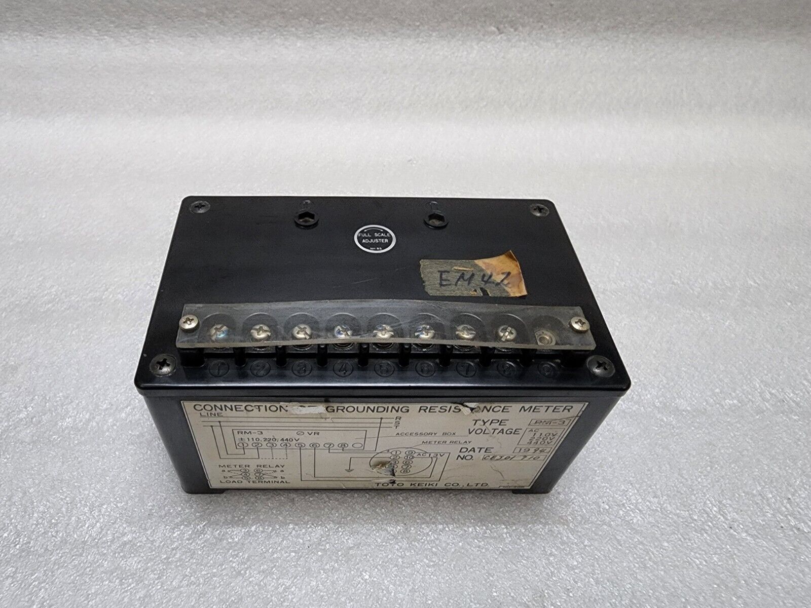 TOYO KEIKI RM-3 CONNECTION GROUNDING RESISTANCE MONITOR 110-220-440V