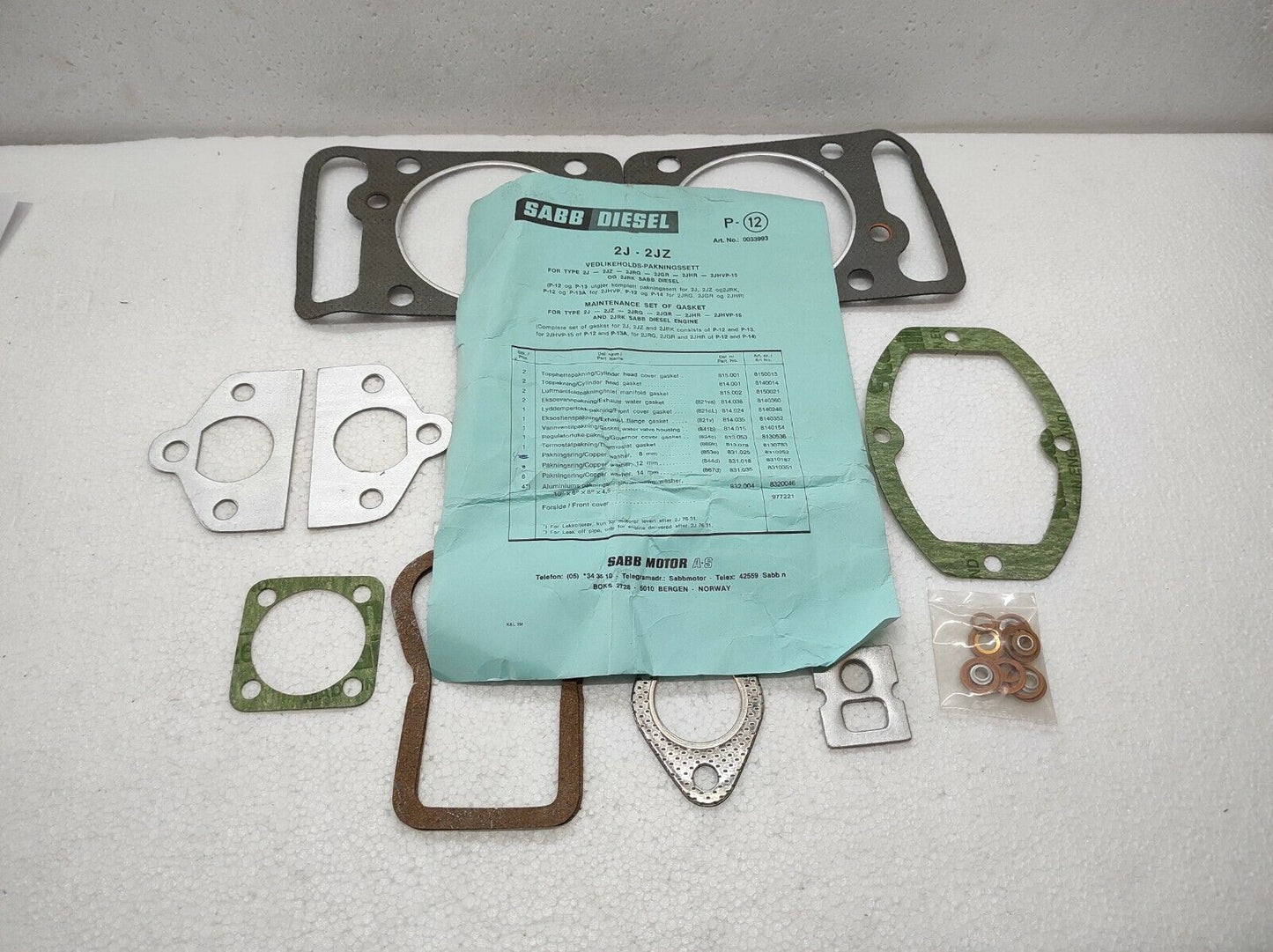 SAAB DIESEL 2J-2JZ PACKING SET 0033993
