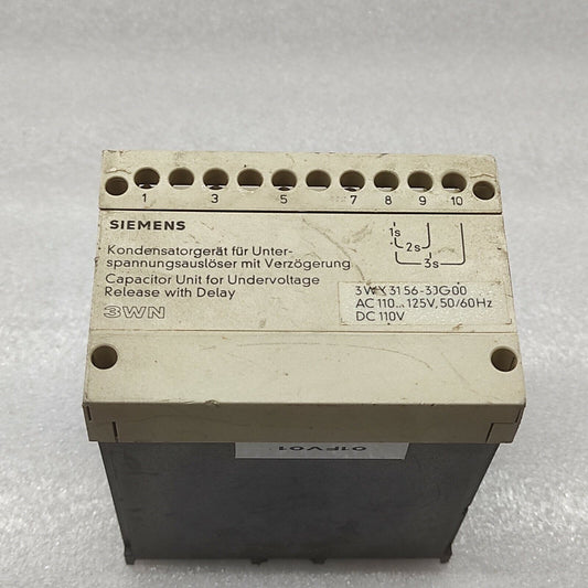 SIEMENS 3WX3156-3JG00 CAPACITOR UNIT FOR UNDERVOLTAGE RELEASE WITH DELAY 110-125