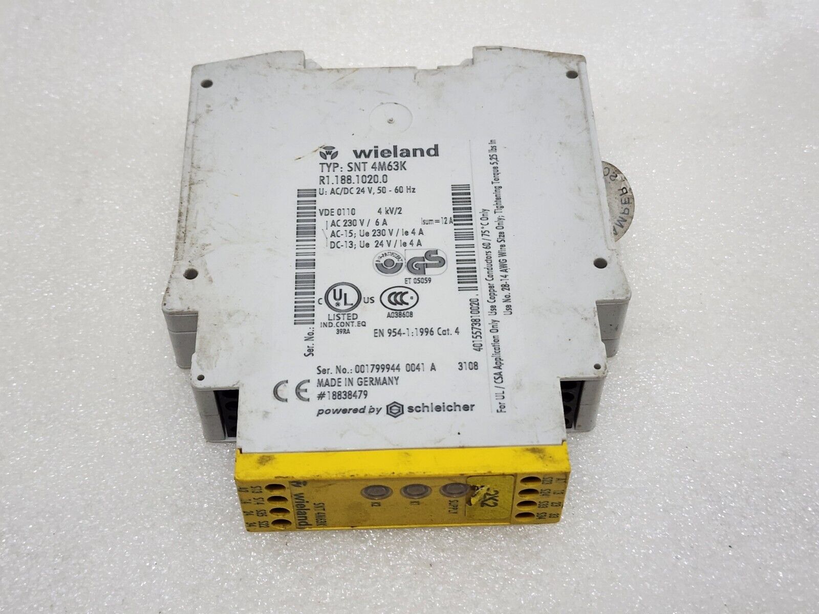 WIELAND 4M63K SAFETY MONITORING RELAY R1.188.1020.0 24V AC-DC