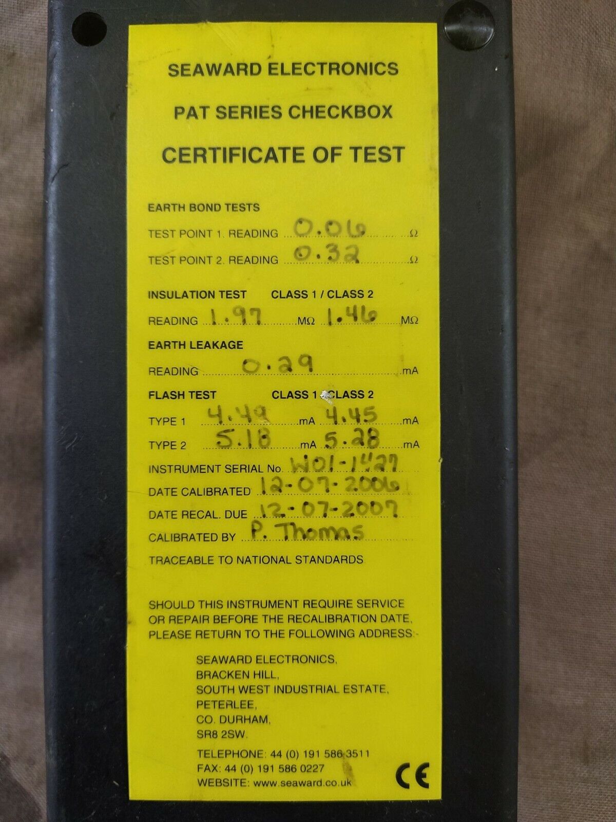 SEAWARD PAT SERIES CHECKBOX TEST METER