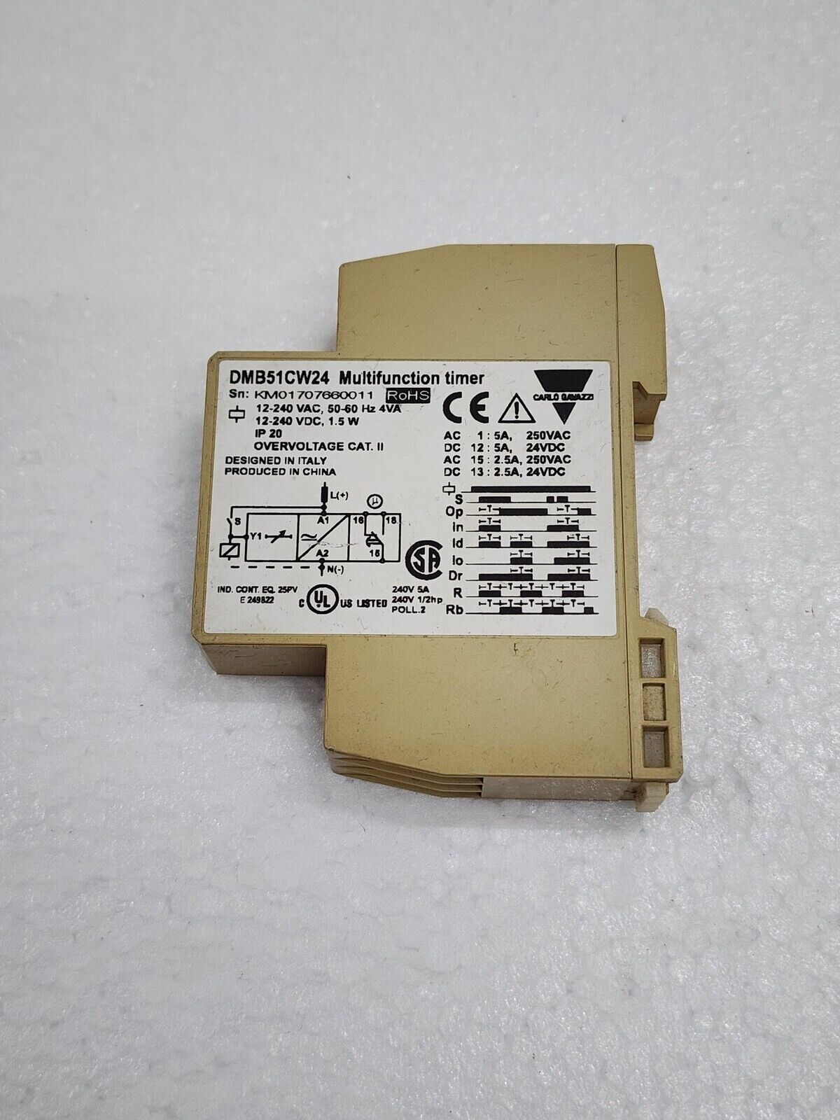CARLO GAVAZZI DMB51CW24 MULTIFUNCTION TIMER 12-240VAC-DC