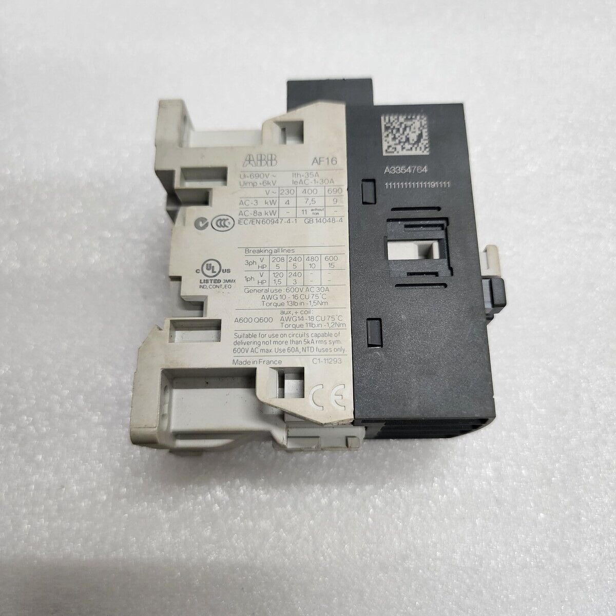 ABB AF16 3-POLE CONTACTOR 35A AF16-30-10-13 100-250V AC/DC