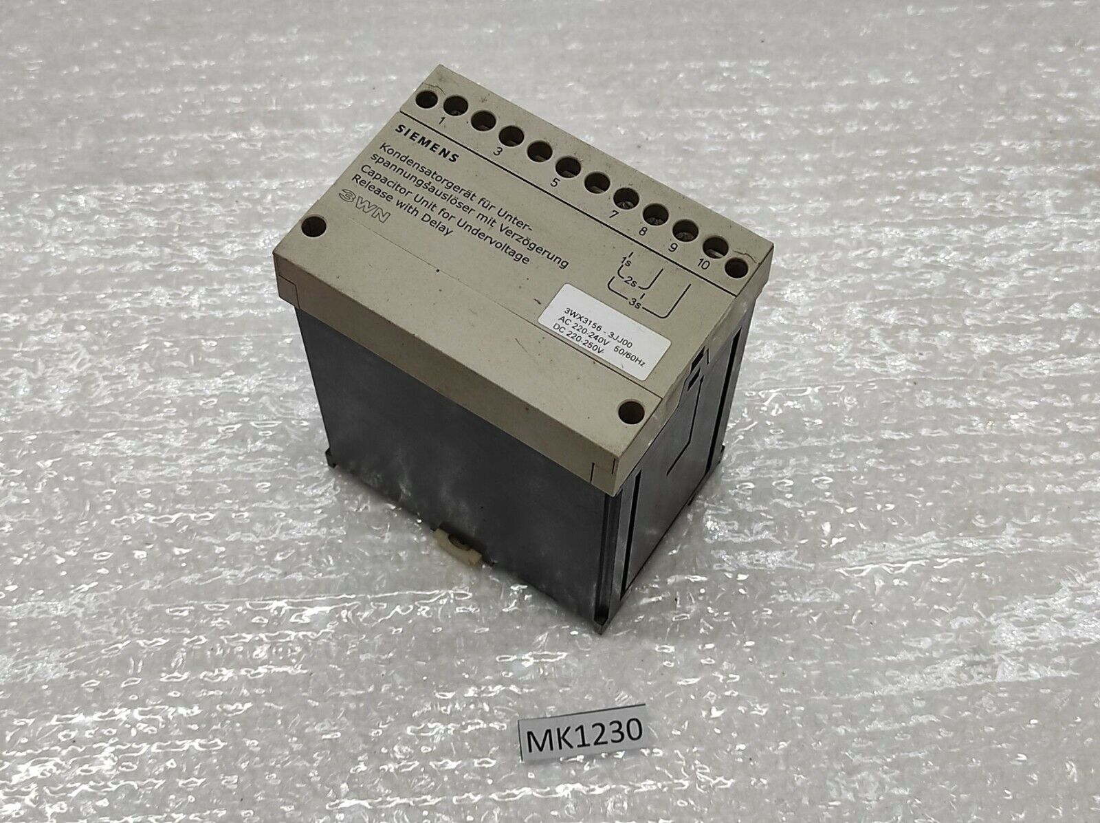 Siemens 3WN Capacitor Unit for Undervoltage Release With Delay 3WX3156-3JJ00 220