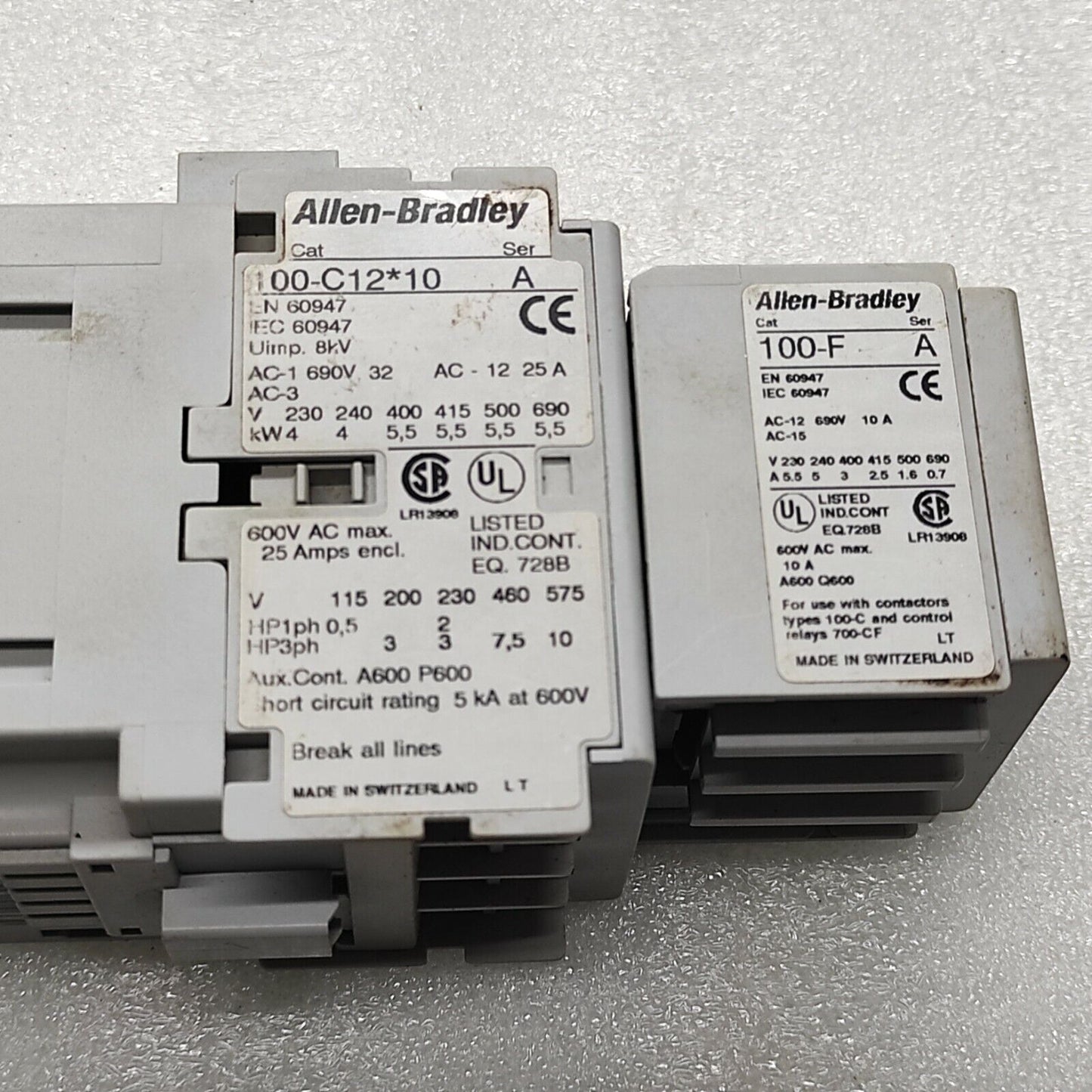 ALLEN BRADLEY 100-C12-10 12AMP CONTACTOR COIL VOLTAGE 48VAC A31 100-F