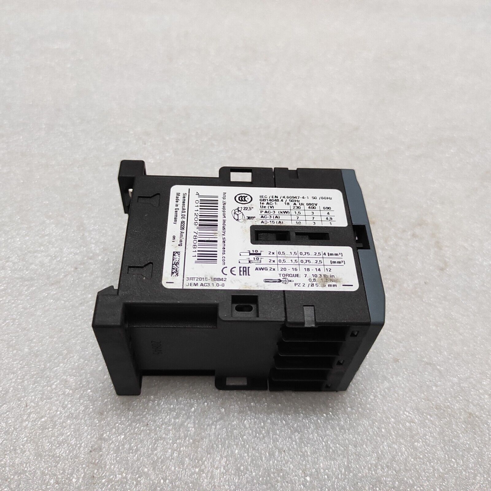 SIEMENS 3RT2015-1BB42 POWER RELAY CONTACTOR 24VDC