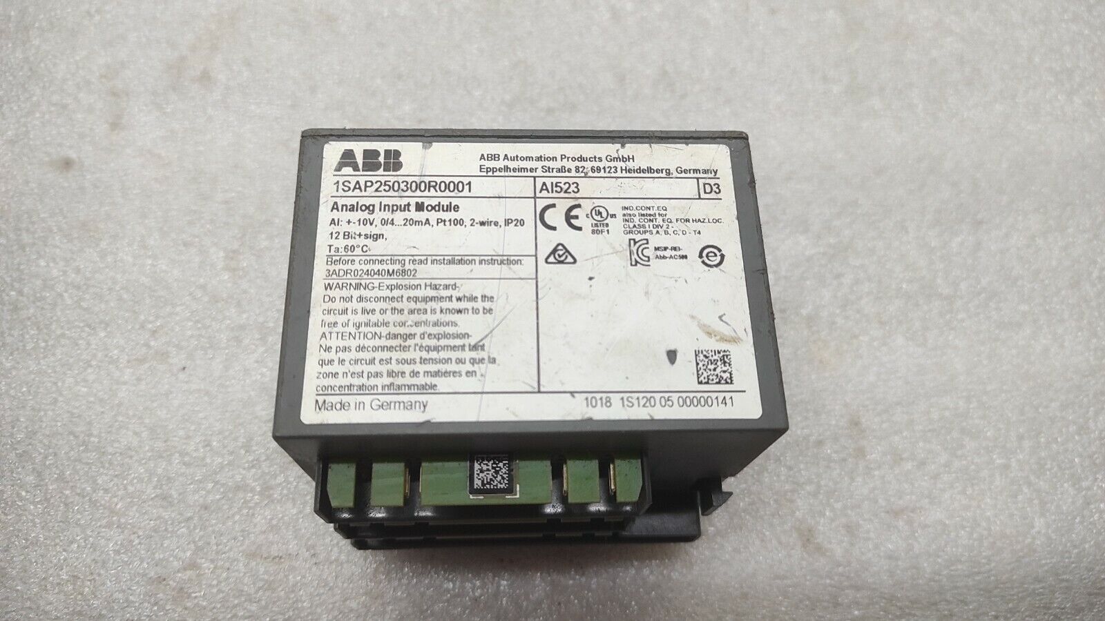 ABB 1SAP250300R0001 ANALOG INPUT MODULE