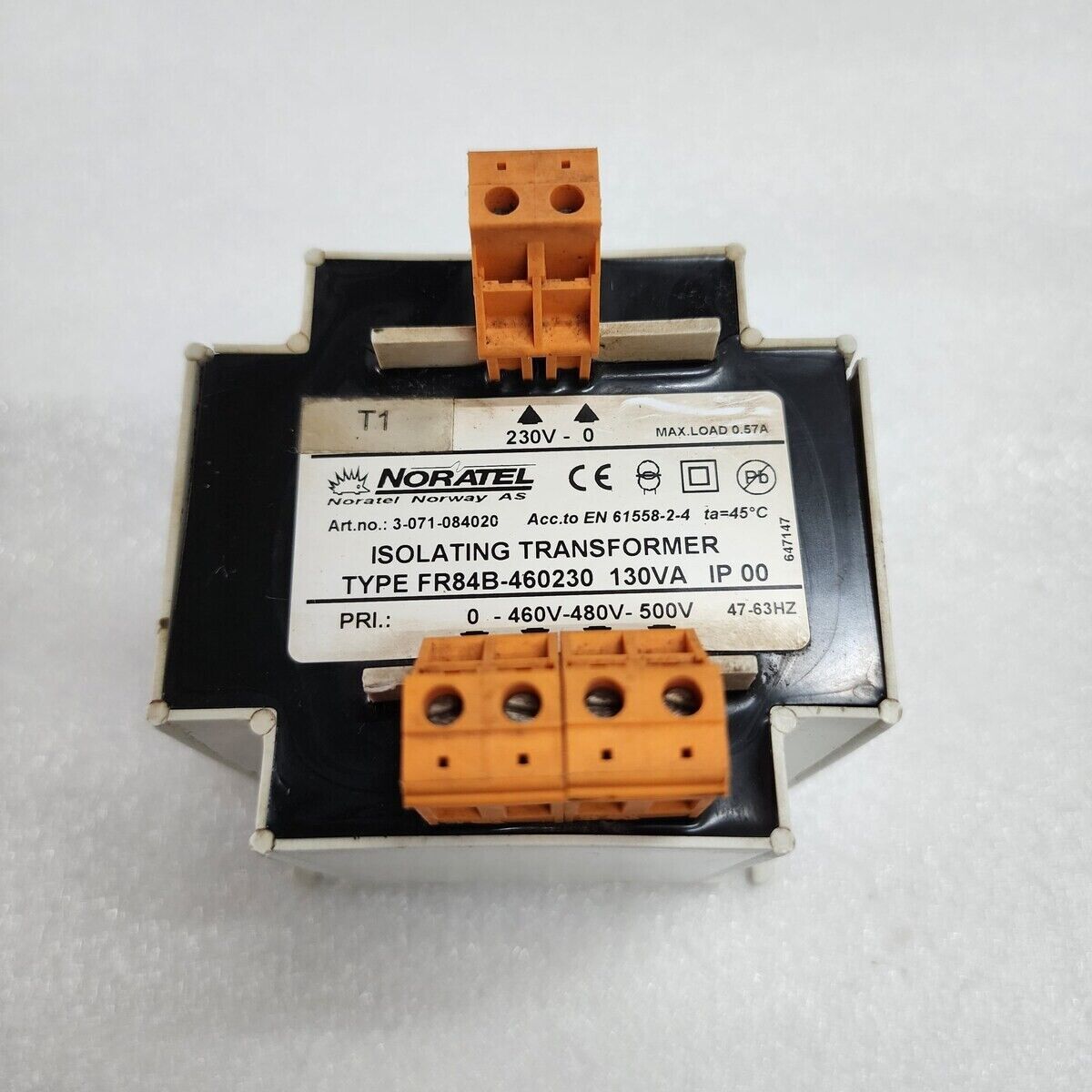 NORATEL FR84B-460230 ISOLATING TRANSFORMER 130VA 3-071-084020 230V