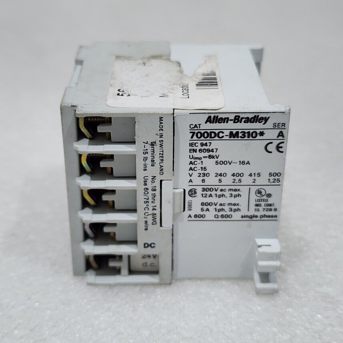 ALLEN BRADLEY 700DC-M310 SER A CONTROL RELAY COIL VOLTAGE 24VDC