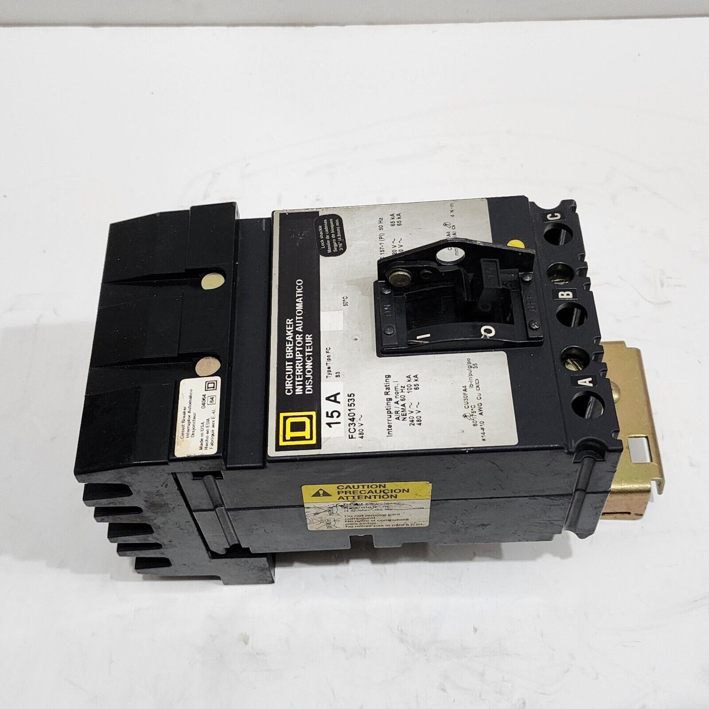 SQUARE D FC3401535 MOLDED CASE CIRCUIT BREAKER 15A 480V