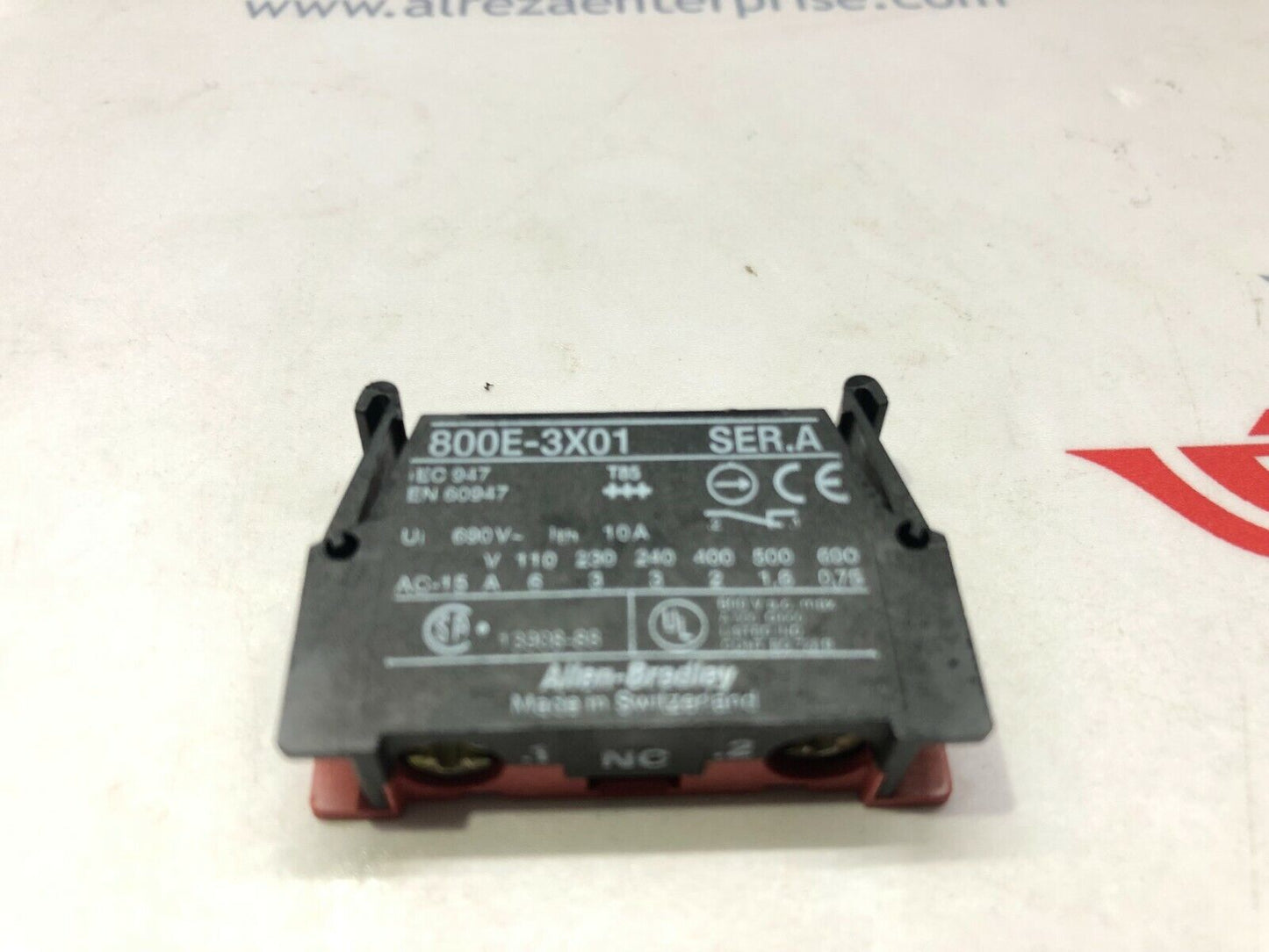 ALLEN BRADLEY 800E-3X01 22.5 MM PUSHBUTTON LATCHMUNT CONTACT BLOCK 1 N