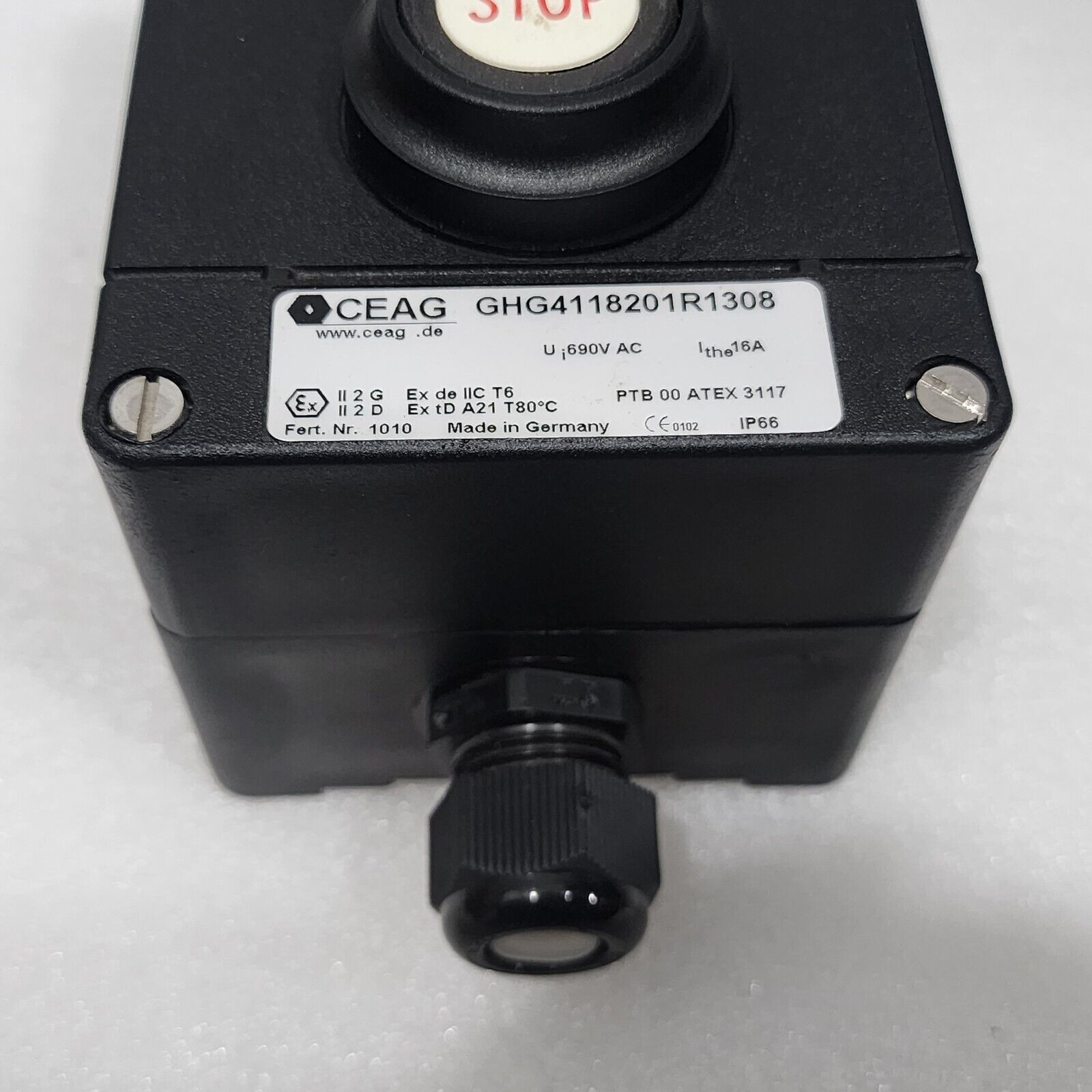 CEAG GHG4118201R1308 PUSH BUTTON STATION M20 1NO/1NC EATON